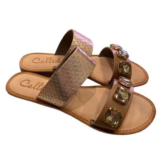 CALLISTO Wrigley Women's Gold Slide Jewelled Sandals NEW 9 - Picture 2 of 6